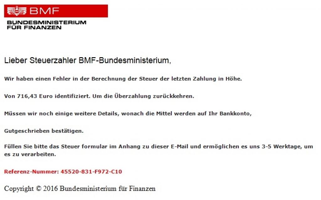 Betrugs-Mails im Namen des BMF
