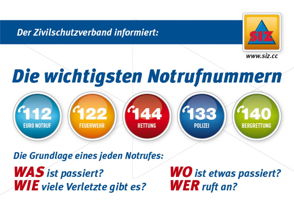DIE WICHTIGSTEN NOTRUFNUMMERN!