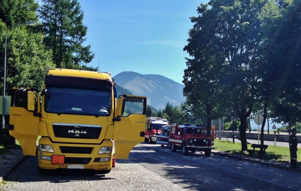 LKW Brand auf der A9 bei Ardning