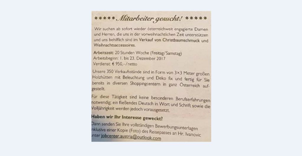 Achtung bei Job-Angebot