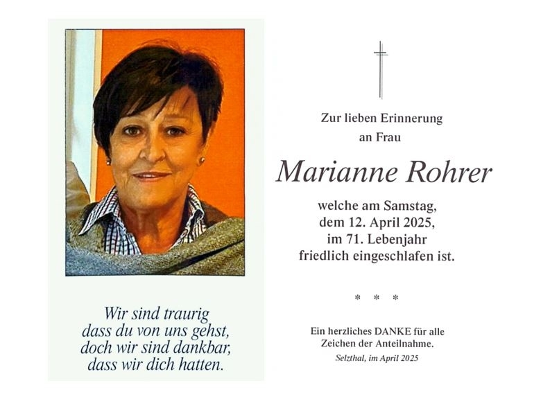 Abschied von Marianne Rohrer