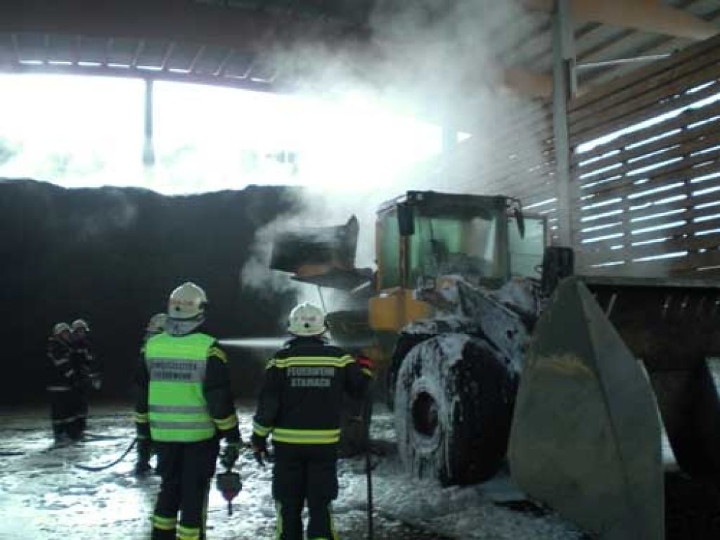 Radladerbrand im Bioheizwerk