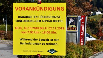 Verkehrsbehinderung der Höhenstrasse