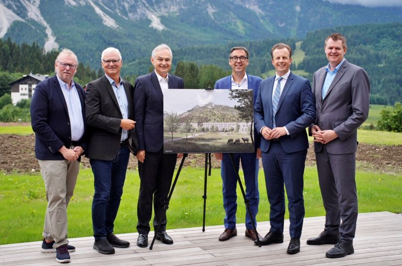 Michael Koren (Gesundheitsfonds), Rainer Wettreck (Diakoniewerk), Gerhard Stark (KAGes), Robert Schütz (Diakoniewerk), Karlheinz Kornhäusl (Gesundheitslandesrat) und Ulf Drabek (KAGes)