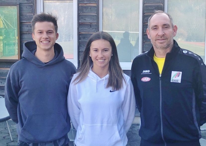 Paul und Ines Sarac mit Ex-Trainer Gernot Stradner vom LAZ Stainach