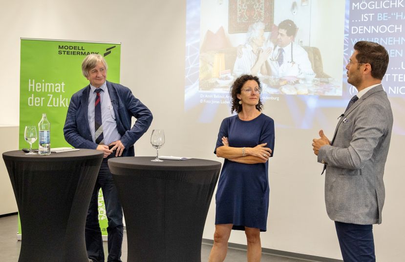 Josef Smolle, Andrea Siebenhofer-Kroitzsch und Alexander Moussa diskutierten über die Gesunde Zukunft.  