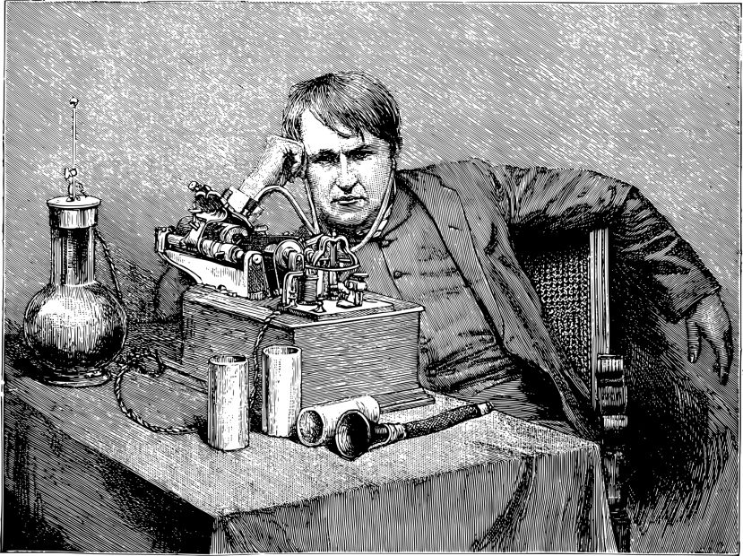 Der Erfinder Thomas Alva Edison der Glühbirne