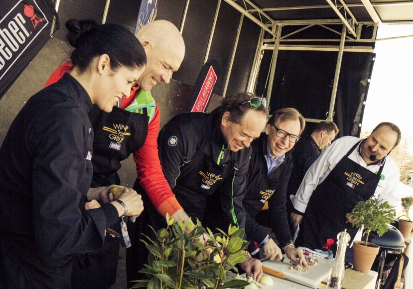 Bgm. Jürgen Winter, Dir. Georg Bliem und Landesrat Dr. Christian Buchmann am Grill mit Johann Lafer