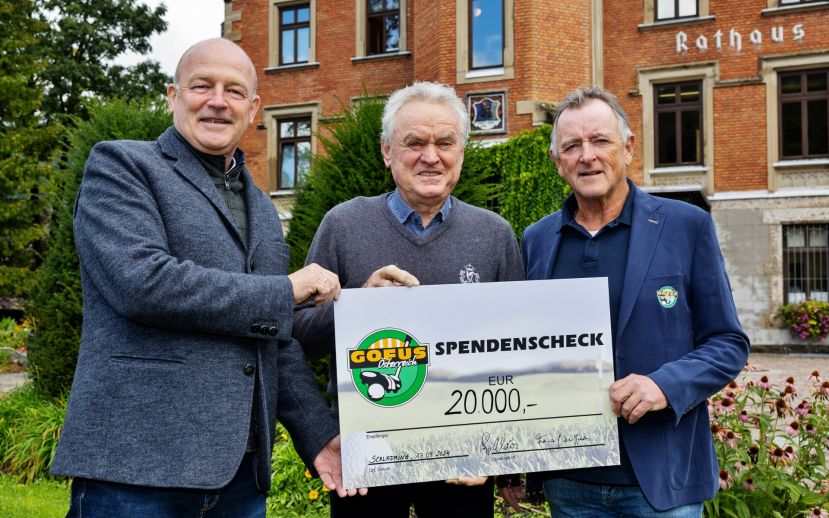Bgm. DI Hermann Trinker, DIE Torwartlegende Sepp Maier und GOFUS-Vorstandsmitglied Franz Zefferer