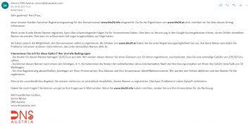 E-Mail von DSN-Austria an BLO24.at