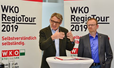 Wirtschaftskammerpräsident Ing. Josef Herk und WKO Regionalstellenobmann Ennstal/Salzkammergut Harald Haidler