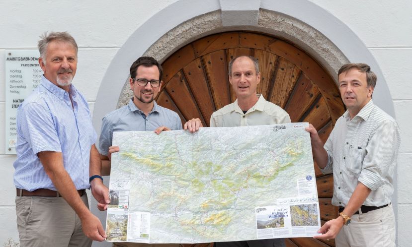 Zusammenarbeit über Bundesländergrenzen: Volkhard Maier – Nationalpark Kalkalpen, Oliver Gulas-Wöhri – Natur- und Geopark Steirische Eisenwurzen, Herbert Wölger – Nationalpark Gesäuse und Christoph Leditznig – Wildnisgebiet Dürrenstein-Lassingtal
