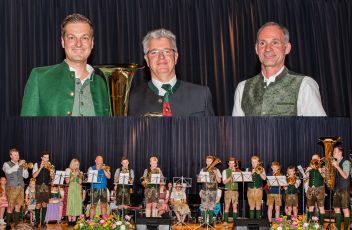 Bürgermeister Thomas Reingruber, Musikschuldirektor und Kapellmeister Gerhard Lipp und Finanzreferent sowie ehemaliger Obmann des Musikvereins Trachtenkapelle Gröbming Ulrich Höring.