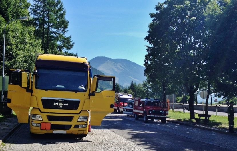 LKW Brand auf der A9 bei Ardning