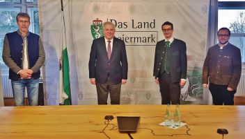 Stadtrat Gernot Kraiter, LH Hermann Schützenhöfer, Vizebürgermeister Schaffer und Stadtparteiobmann Lukas Seyfried