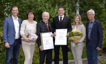 Bgm. Thomas Reingruber, Michaela Schweiger, KR Horst Haberl, Mst. Thomas Haberl, Kerstin Haberl und Egon Hierzegger MA, WKO Liezen