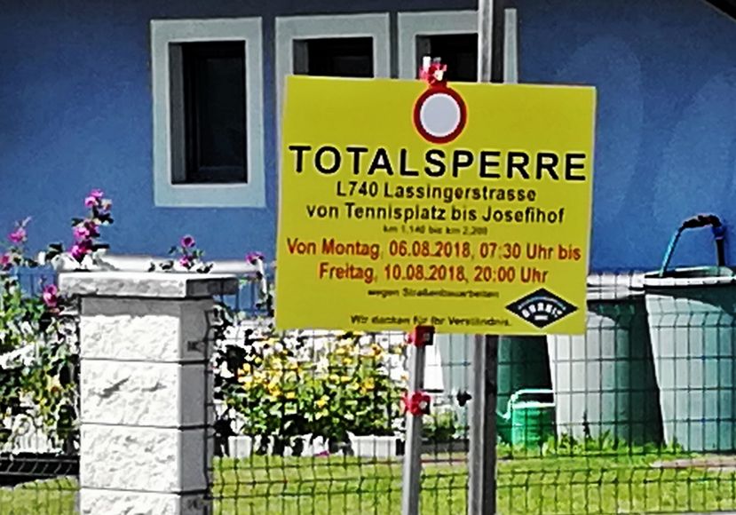 Totalsperre der L740 bis Josefihof