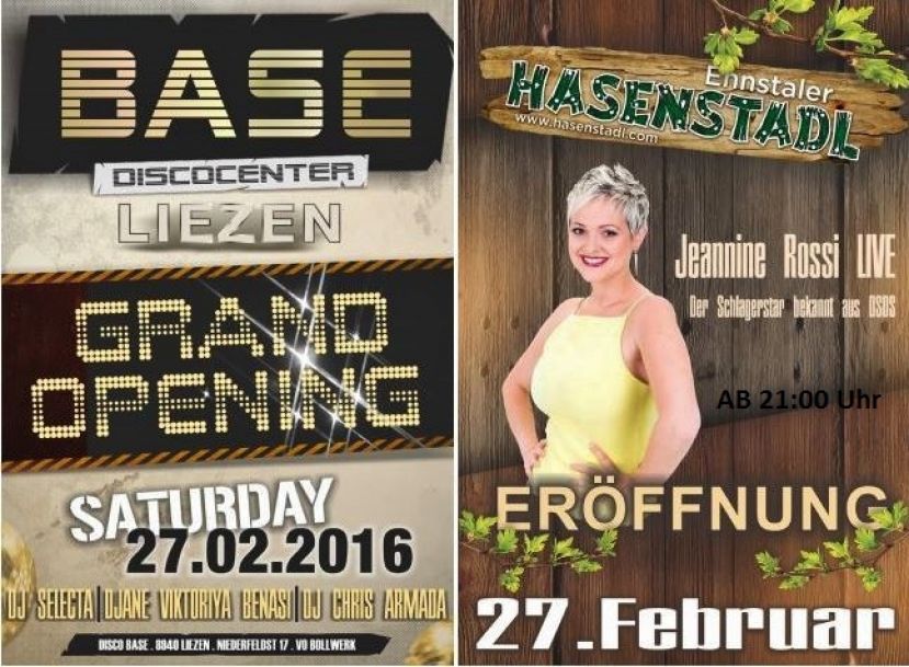 Neu - Eröffnung Discocenter BASE, Niederfeldstraße 17, 8940 Liezen