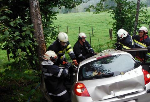 Pkw über eine Böschung gestürzt