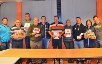 HBI Wundersamer, Organisator Kerschhaggl, 2. Platz Hämmerle/Schweiger, 1.Platz Mandlberger/Moosbruger, 3.Platz Köberl/Messingfeld, Spielleiterin Dicker, OBI Kerschhaggl