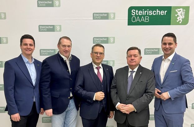 ÖAAB-Landesobmann Günther Ruprecht, Staatssekretär Alexander Pröll, Mitglied des Europäischen Parlaments Reinhold Lopatka und ÖAAB-Landesgeschäftsführer Lukas Tödling