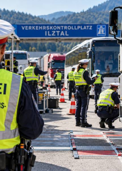 Polizei stoppt Busse und Schwertransporte