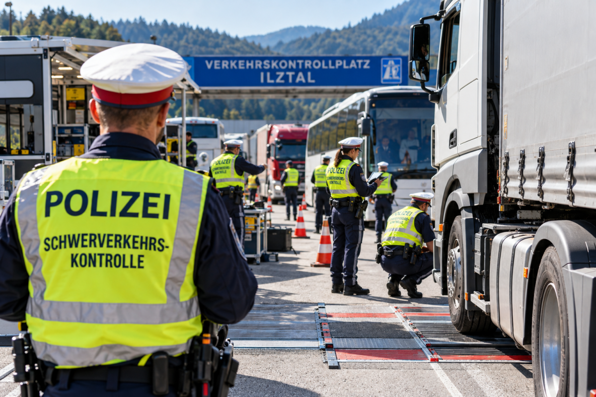 Polizei stoppt Busse und Schwertransporte