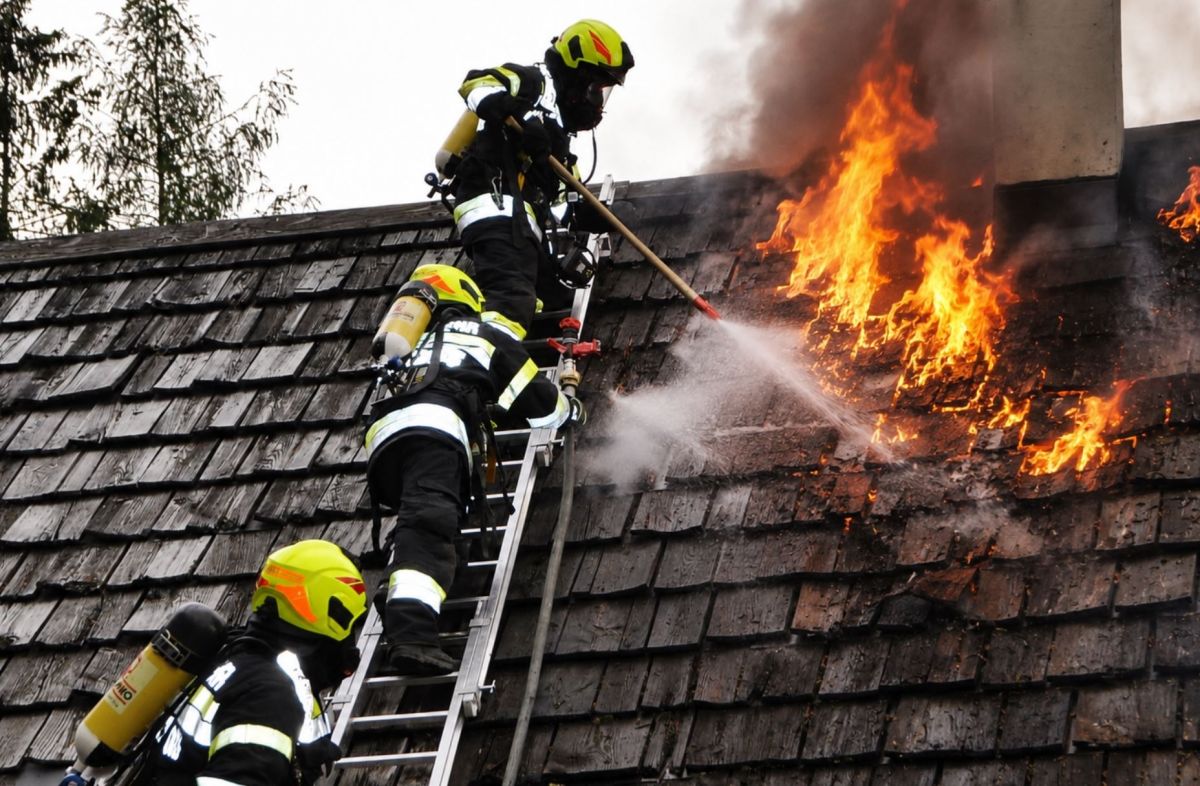 Flammen am Dach in Bad Mitterndorf