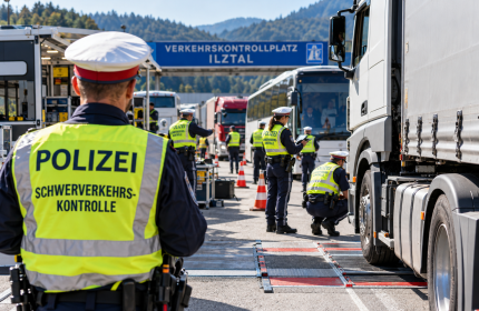 Polizei stoppt Busse und Schwertransporte